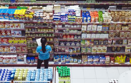Woman working in grocery store