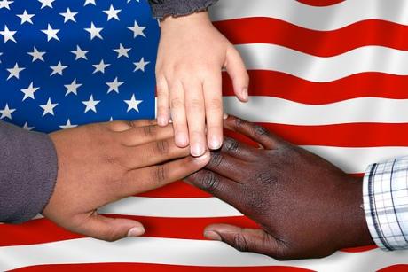 Flag and hands
