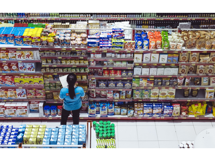 Woman working in grocery store
