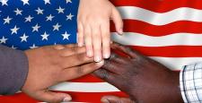 Flag and hands